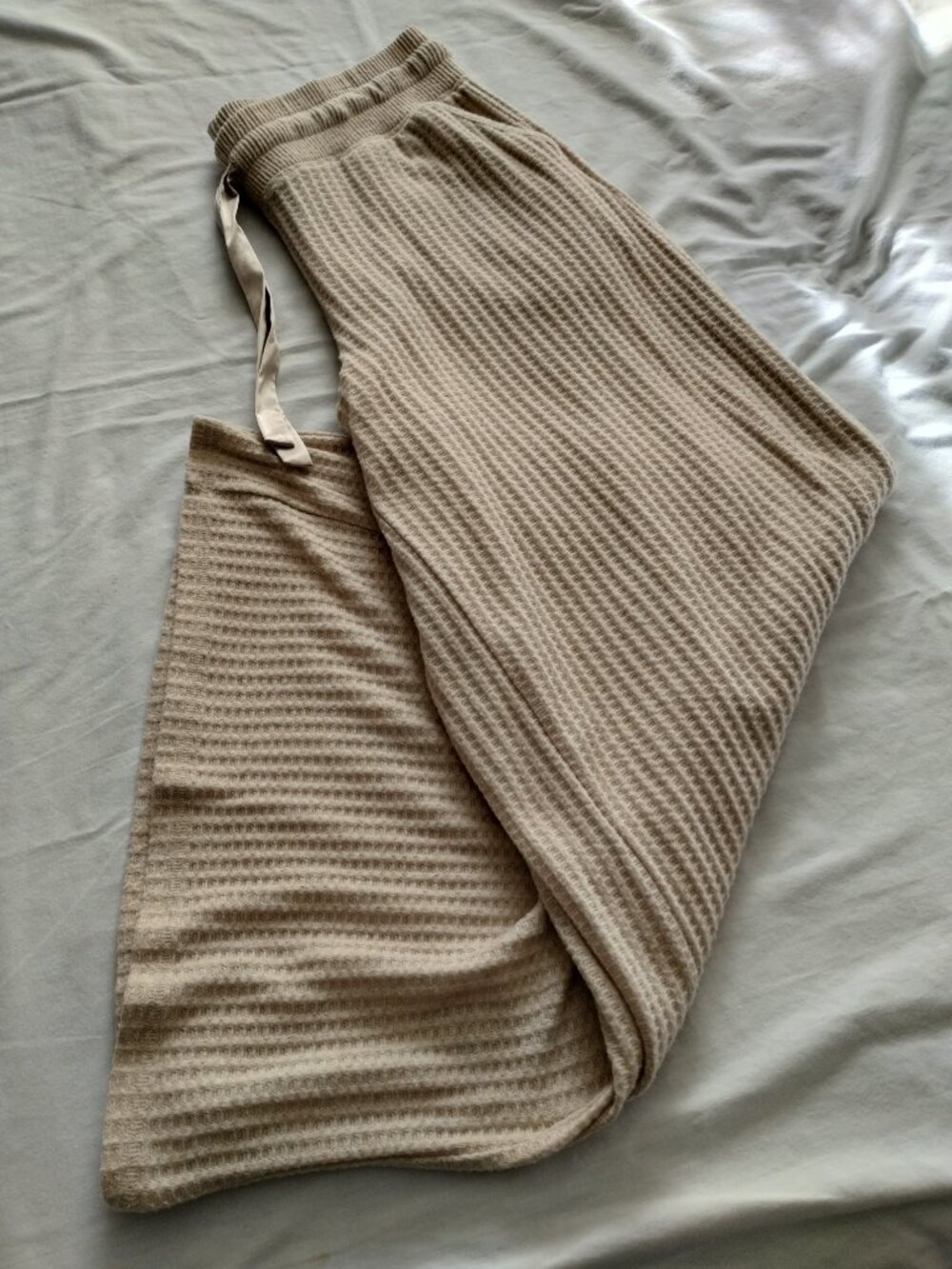 TORRID Oatmeal Cream WAFFLE Knit WIDE Leg LOUNGE/Pajama Pants Sz 0 (27.5 Inseam)